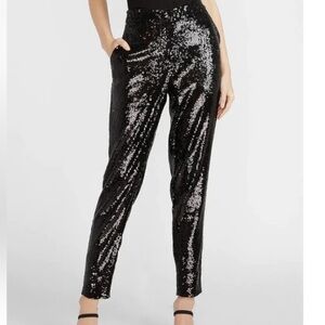 Express sequin pants High Rise ankle high rise lined Trousers pockets NEW Xs